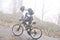 Mountain biker in heavy weather