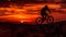 Mountain biker racing at dusk captures freedom generated by AI