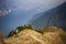 Mountain Biker riding on a narrow trail