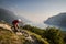 Mountain Biker riding near Lake Garda