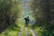 Mountain biker on rural road