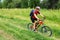 Mountain biker on rural road