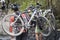 Mountain Bikers Crossing Over Mud