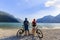 Mountain biking couple on Lake Garda.