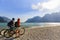 Mountain biking couple on Lake Garda.