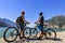 Mountain biking couple on Lake Garda.