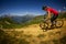 Mountain Biking on a dusty trail in the French Alps