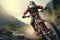 Mountain Biking Enthusiast Enjoying Summer Ride, AI Generative