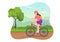 Mountain Biking Illustration with Cycling Down the Mountains for Sports, Leisure and Healthy Lifestyle in Flat Cartoon Hand Drawn