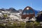 Mountain bivouac free sleeping shelter in the piedmontese alps Italy, facing the Mount Viso