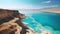 Mountain and the blue Dead Sea in Israel. Generative AI