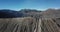 Mountain Bromo active volcano crater in East Jawa, Indonesia. Top view from drone fly. 4K footage