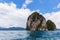 Mountain in bule lagoon and sky