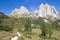 Mountain Cadini Group next to the cottage Rifugio Citta di Carpi, Dolomites in South Tyrol
