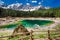 Mountain Carezza lake in spring in Dolomites, Italy, Europe