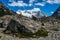 Mountain chain with Cerro Torre at the Laguna Torre trek in the Los Glaciares National Park