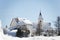 Mountain church in winter