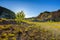 Mountain cliffs and blue sky