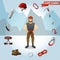 Mountain climber character icons composition