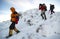 Mountain climbers descending the mountain.