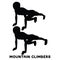 Mountain climbers. Sport exersice. Silhouettes of woman doing exercise. Workout, training