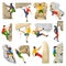 Mountain climbing vector climber climbs rock wall or mountainous cliff and people in extreme sport mountaineer character