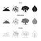 Mountain, cloud, tree, branch, leaf.Forest set collection icons in black,monochrome,outline style vector symbol stock