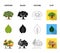 Mountain, cloud, tree, branch, leaf.Forest set collection icons in cartoon,black,outline,flat style vector symbol stock