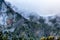 Mountain and clouds over peak landscape