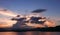 Mountain, cloudscape, dramatic sky, ocean at sunset