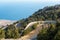 Mountain coast with serpentine roads at southern part of Crete island, Greece