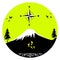 mountain compass silhouette logo vector