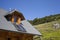 Mountain cottage with solar panels