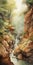 Mountain Creek: Atmospheric Watercolor Painting In Earth Tones