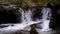 Mountain Creek. Water moves down through Rocks in the Mountains