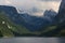 Mountain Dachstein and Gossausee lake, Austrian Alps