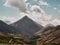 A mountain with double peaks in Tacheddirt valley, Moroco, High Atlas