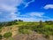 mountain with dramatic bright blue sky at morning from flat angle