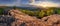 Mountain dramatic sunset panorama in peak Buchlov, Vtacnik