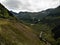 Mountain drone view with serpentine, Transfagarasan road