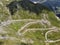 Mountain drone view with serpentine, Transfagarasan road