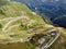 Mountain drone view with serpentine, Transfagarash road