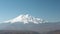 Mountain eagle flying on snowy mountain landscape. Predator birds hunting on snowy Elbrus mount in Kabardino-Balkaria