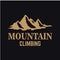 Mountain expedition. Emblem template with rock peak. Design element for logo, label, emblem, sign, poster.