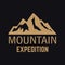 Mountain expedition. Emblem template with rock peak. Design element for logo, label, emblem, sign, poster.