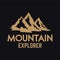 Mountain expedition. Emblem template with rock peak. Design element for logo, label, emblem, sign, poster.