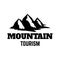 Mountain expedition. Emblem template with rock peak. Design element for logo, label, emblem, sign, poster.