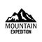 Mountain expedition. Emblem template with rock peak. Design element for logo, label, emblem, sign, poster