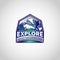 Mountain Explore Hiking Logo Symbol Badge