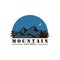 Mountain Explorer Adventure at Night Logo, Sign, Badge Flat Vector Design